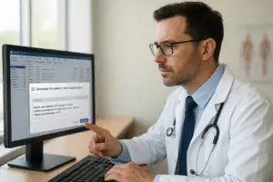 Physician interacting with electronic record using AI